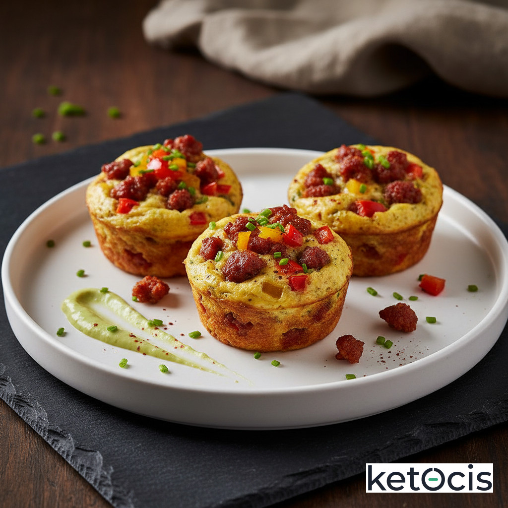 Muffins de Huevo Keto con Chorizo y Pimientos
