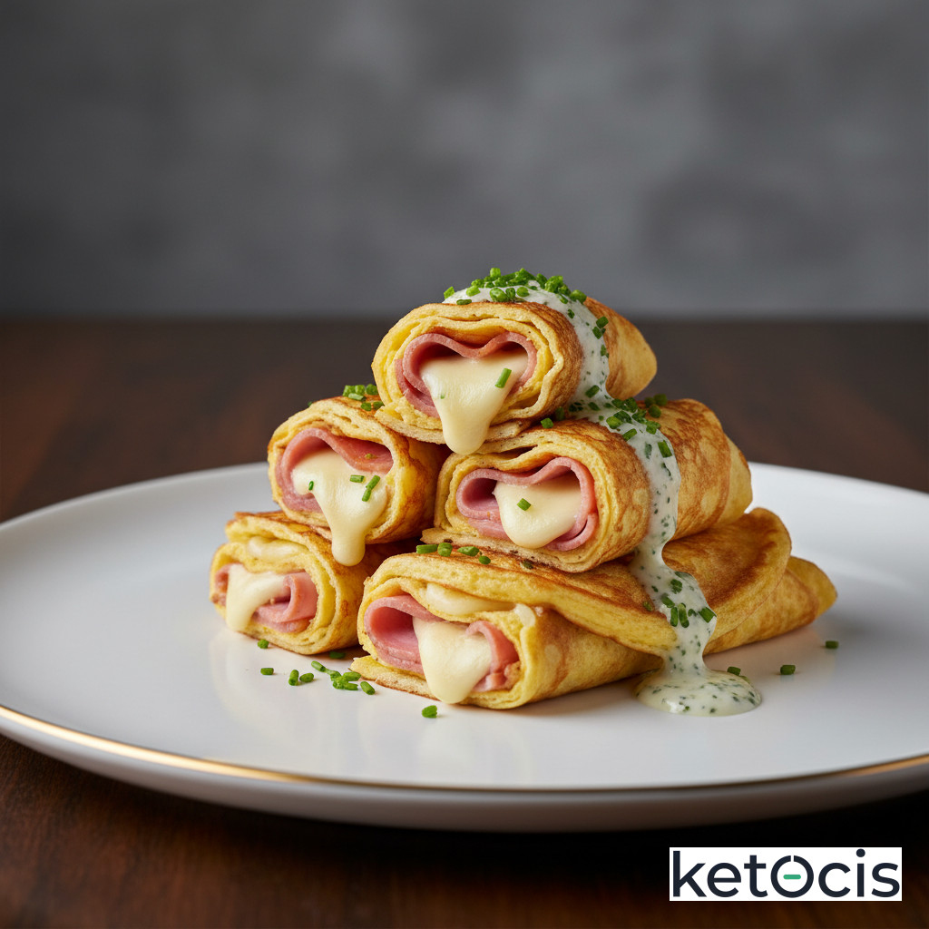 Rollitos de Huevo Keto Rellenos de Jamón y Queso