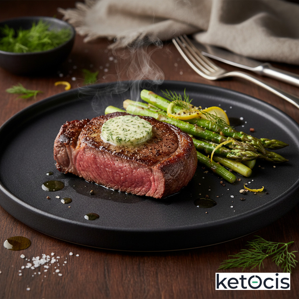 Chuletón (Ribeye) Keto a la Sartén con Espárragos al Limón