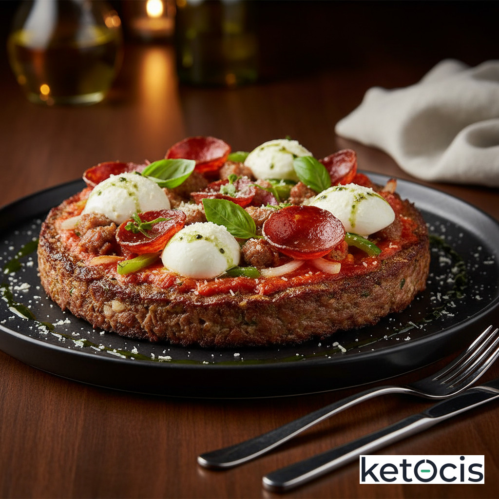 Pizza Keto con Base de Carne Molida (Meatza)