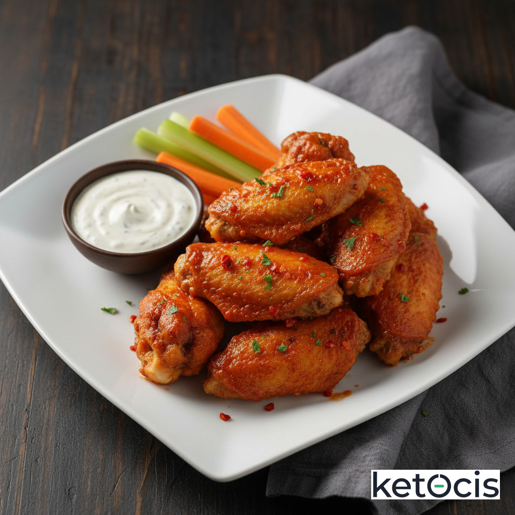 Alitas de Pollo Cetogénicas Crujientes al Horno (Estilo Buffalo)