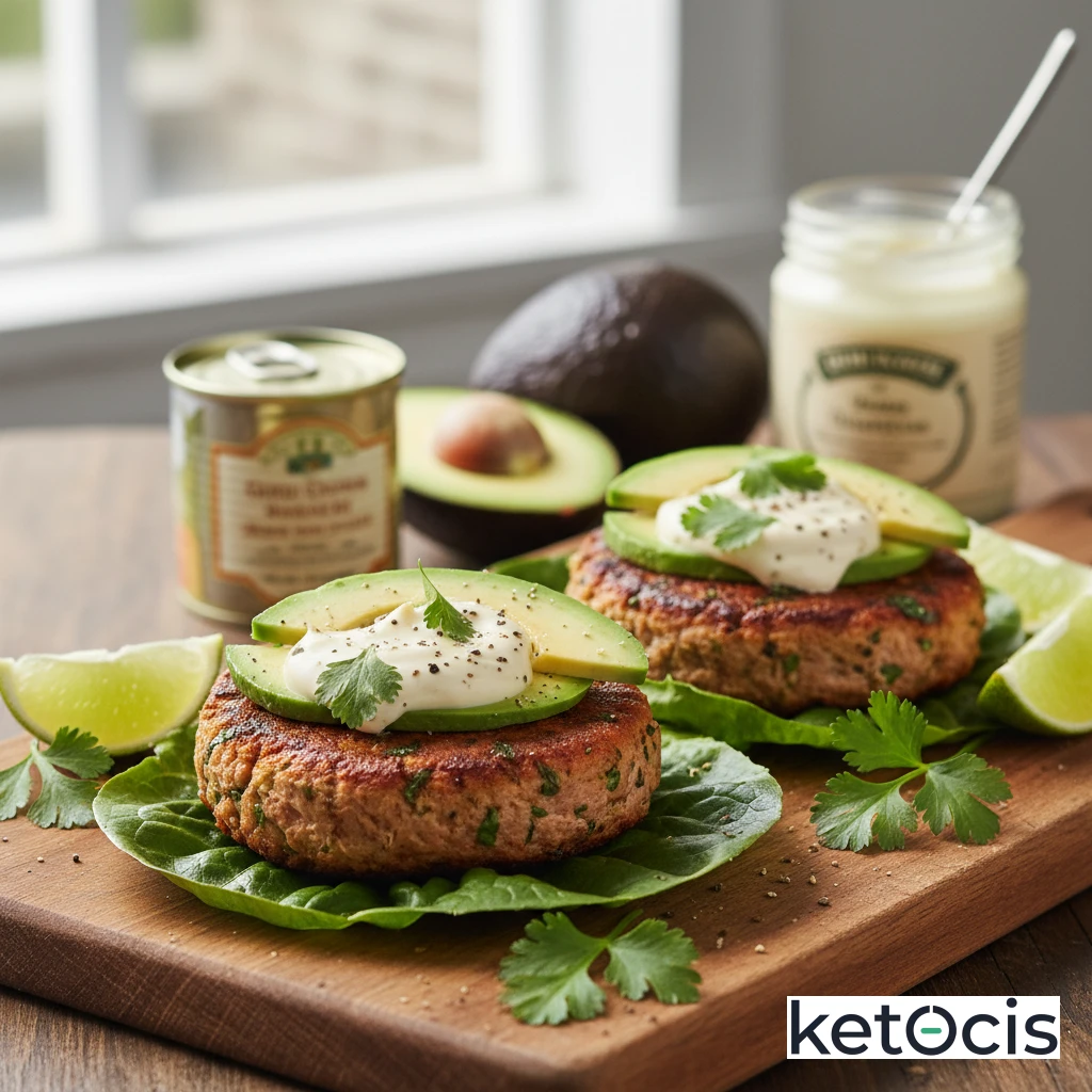 Hamburguesas Keto de Atún en Lata con Mayonesa y Aguacate