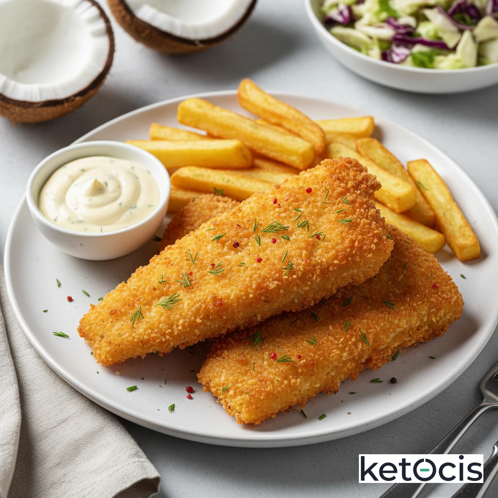 Pescado Cetogénico Frito en Aceite de Coco (Estilo Fish and Chips)