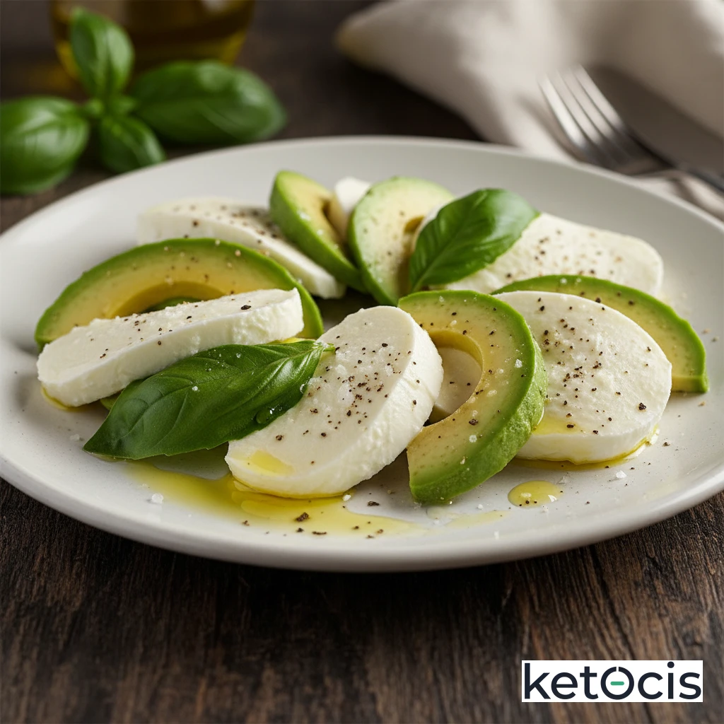 Ensalada Caprese Cetogénica con Mozzarella Fresca