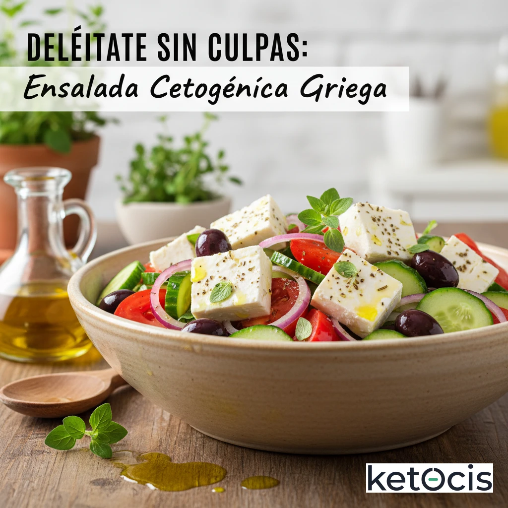 Ensalada Cetogénica Griega con Queso Feta y Aceitunas