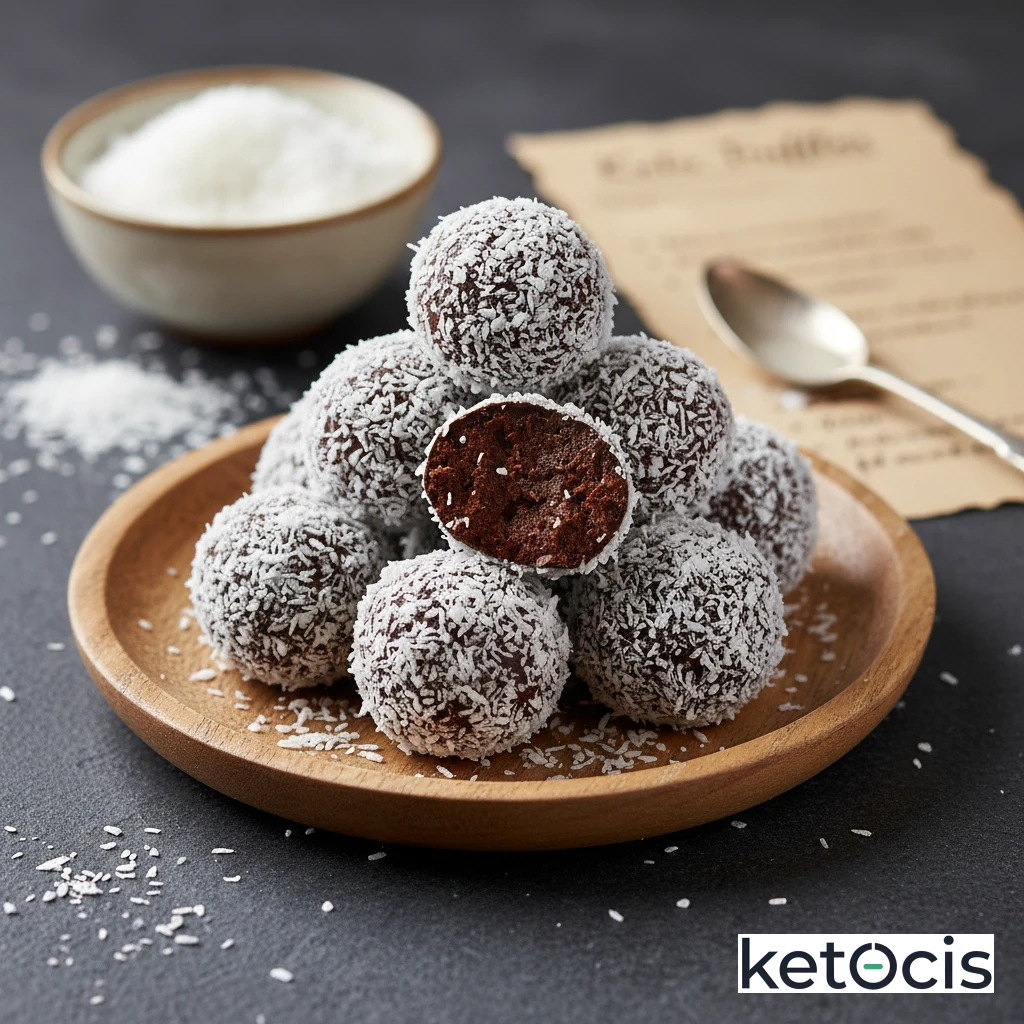 Trufas Cetogénicas de Chocolate y Coco Rallado