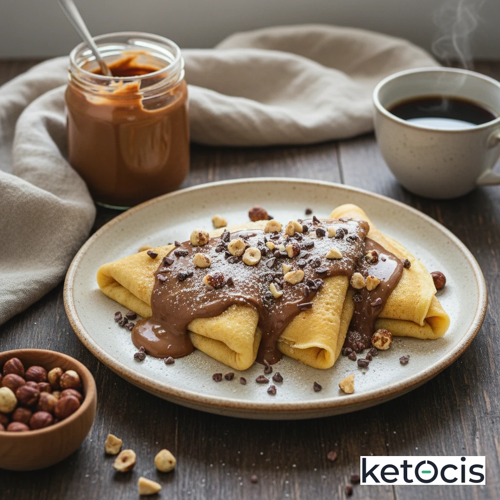 Crepas Keto Dulces con Crema de Avellanas Casera