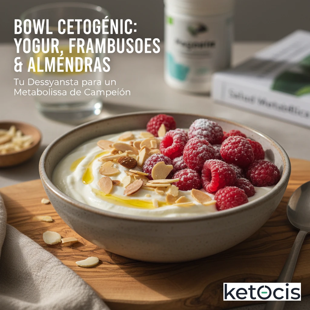 Bowl Cetogénico de Yogur Griego con Frambuesas y Almendras