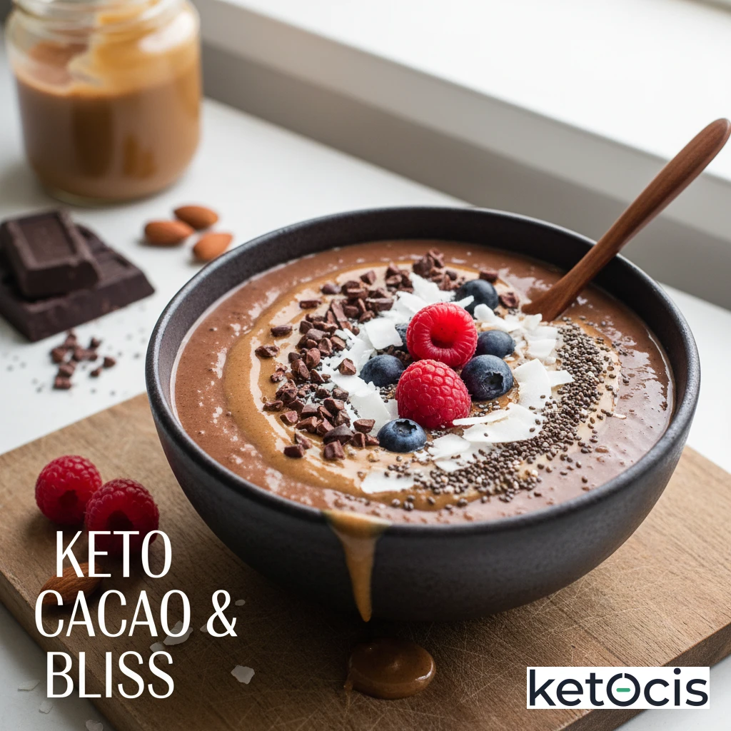 Smoothie Bowl Keto de Cacao Puro y Mantequilla de Almendras