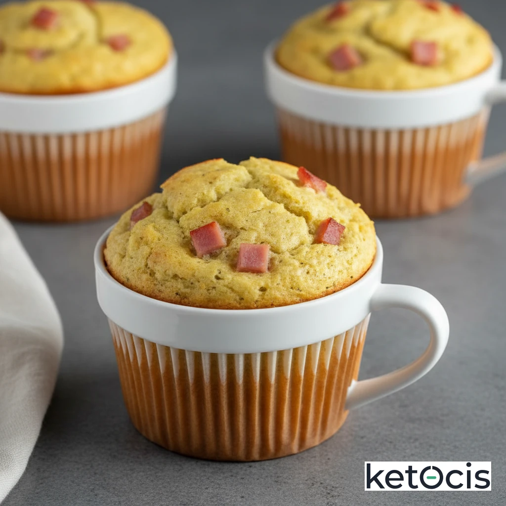 Muffin Cetogénico Salado en Taza con Jamón y Queso