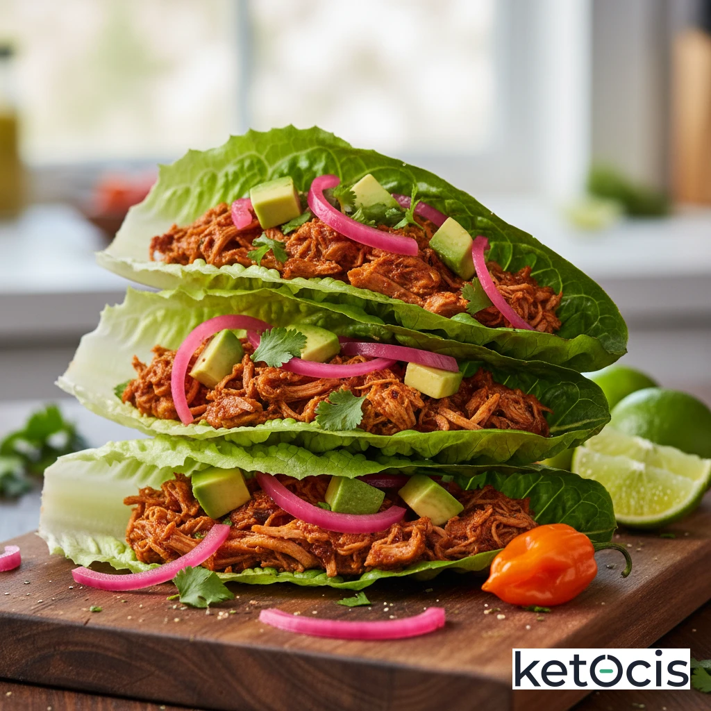 Tacos Keto de Cochinita Pibil en Hojas de Lechuga Fresca