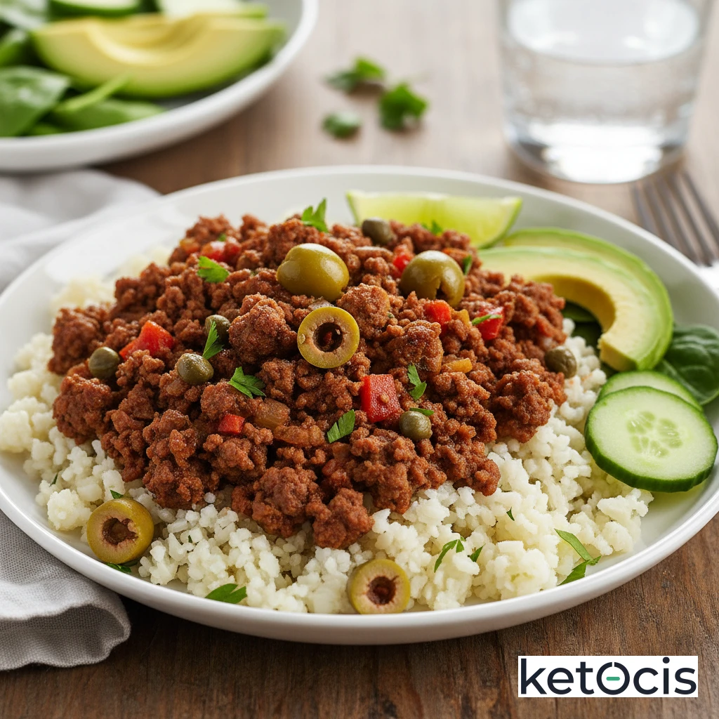 Picadillo Cetogénico Cubano con Aceitunas y Alcaparras (Sin Pasas)