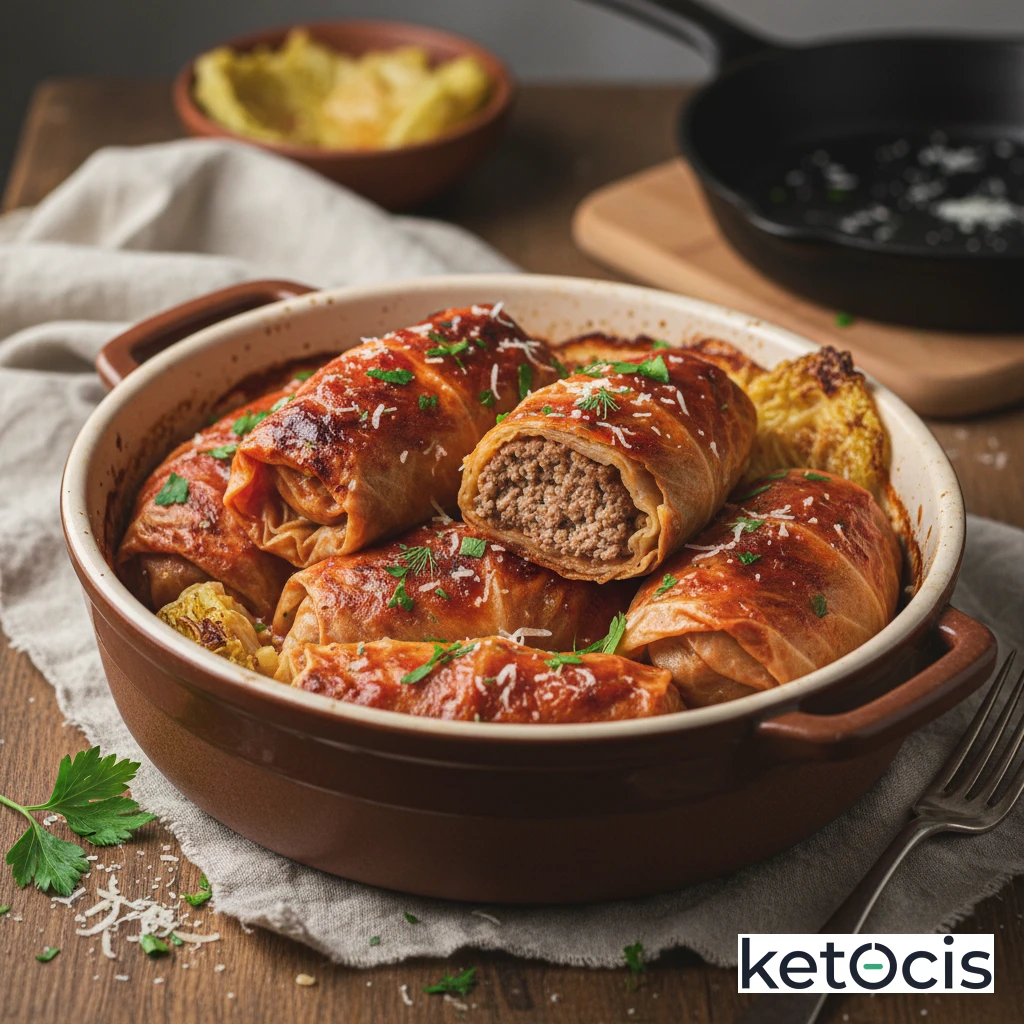 Rollitos Cetogénicos de Repollo Rellenos de Carne Molida