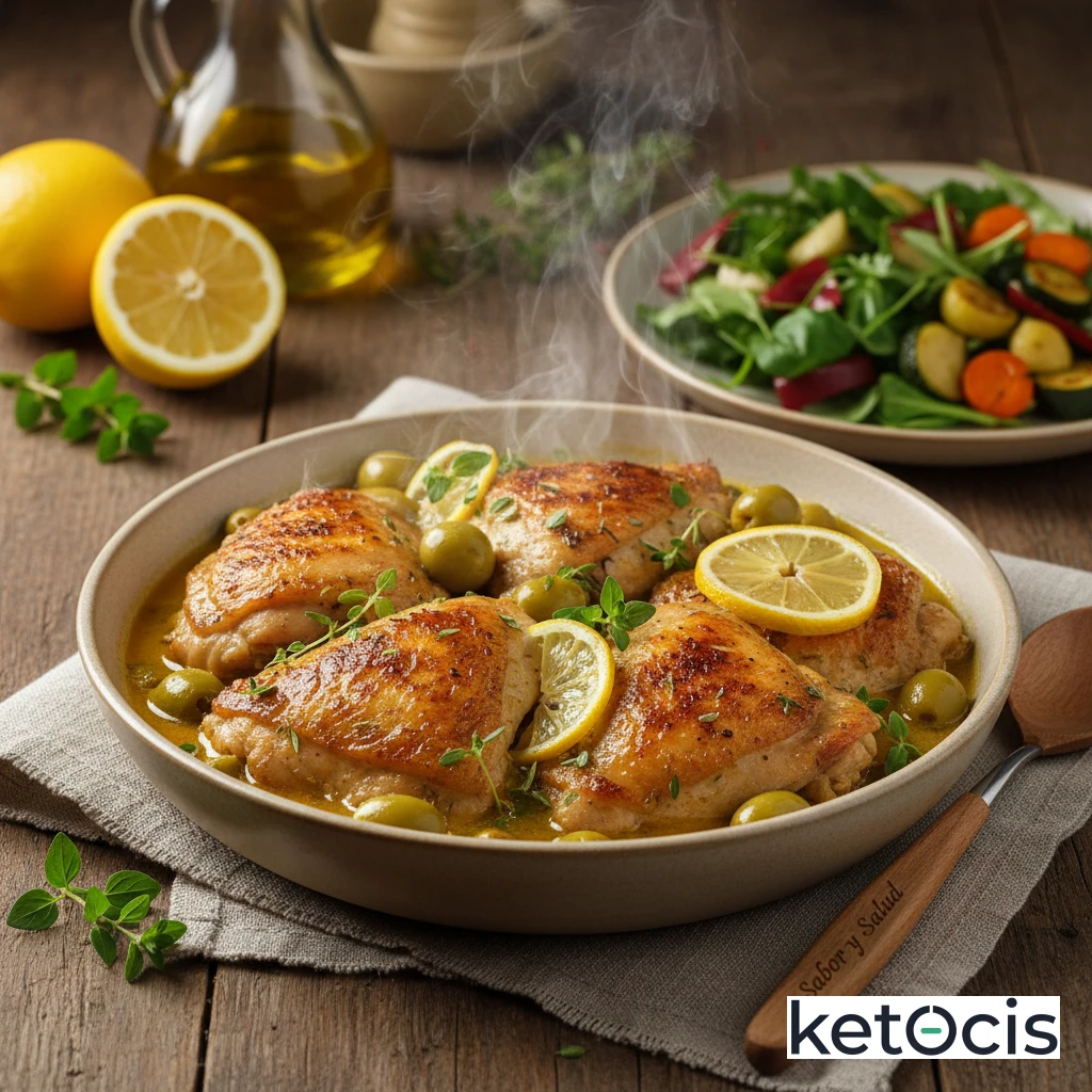 Pollo Cetogénico Estofado al Limón con Aceitunas Verdes