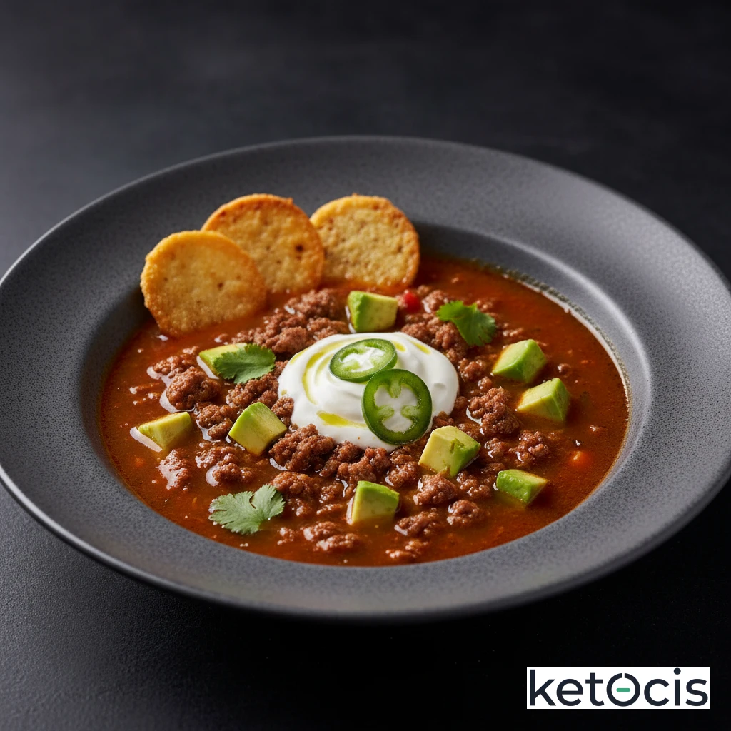 Sopa Cetogénica de Taco con Carne Molida y Aguacate Fresco
