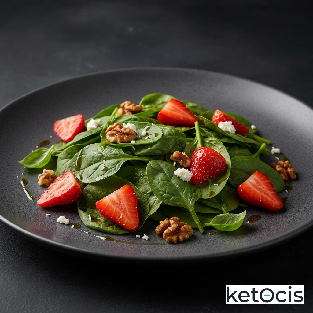 Ensalada Cetogénica de Espinaca Baby con Fresas y Nueces