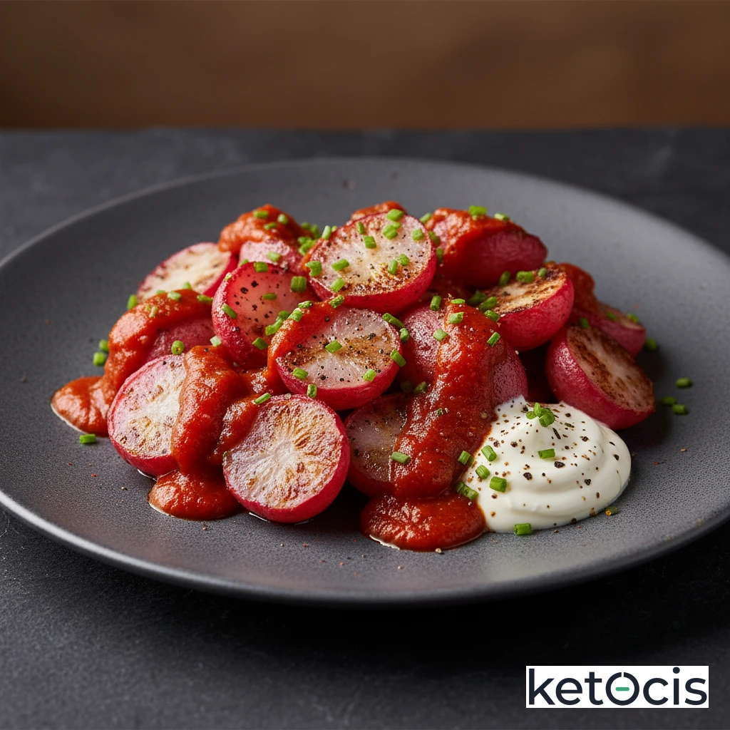 Falsas Patatas Bravas Keto Usando Rábanos Asados