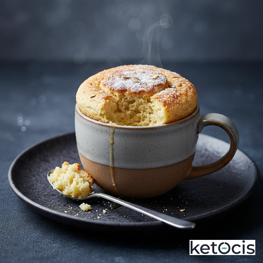Bizcocho Cetogénico de Vainilla Esponjoso en Taza (Mug Cake)