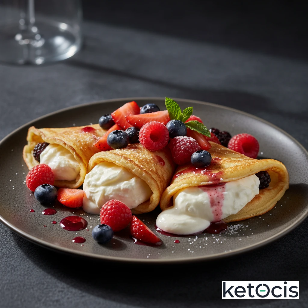Crepas Cetogénicas Dulces con Mascarpone y Frutos Rojos