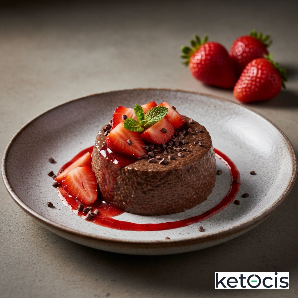 Pudín Cetogénico de Chía al Cacao con Fresas Frescas