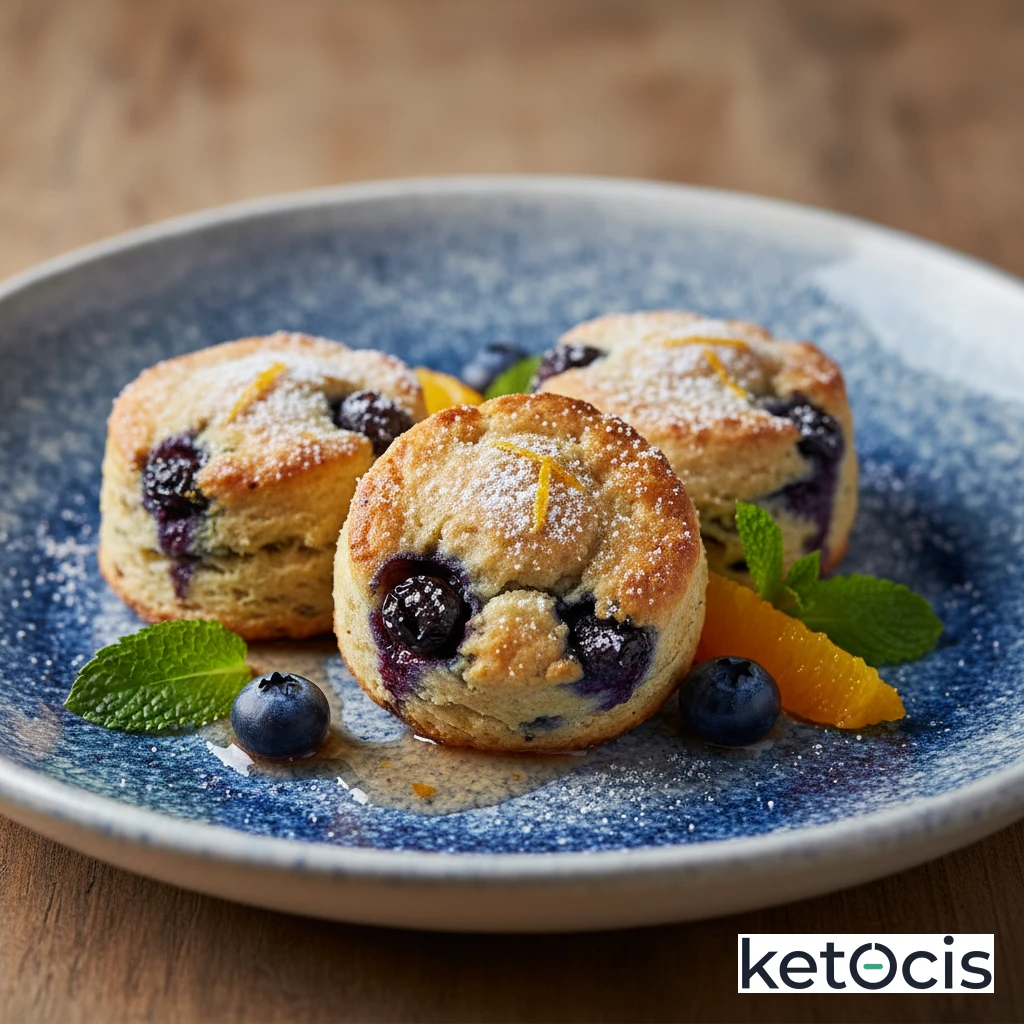 Bizcochitos Keto de Desayuno con Sabor a Arándanos y Naranja