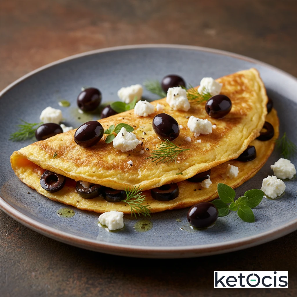 Omelette Keto Estilo Griego con Aceitunas Kalamata y Feta