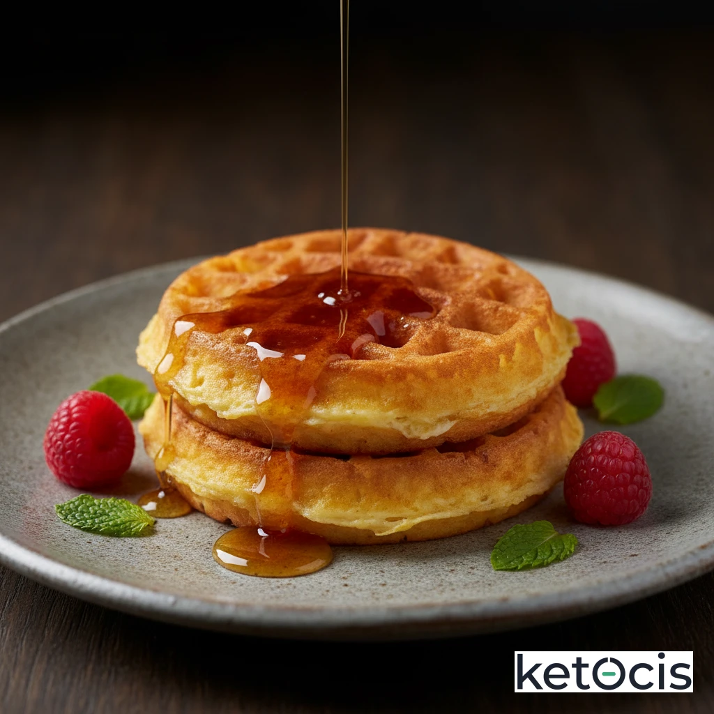 Chaffles Cetogénicos Clásicos con Sirope Keto