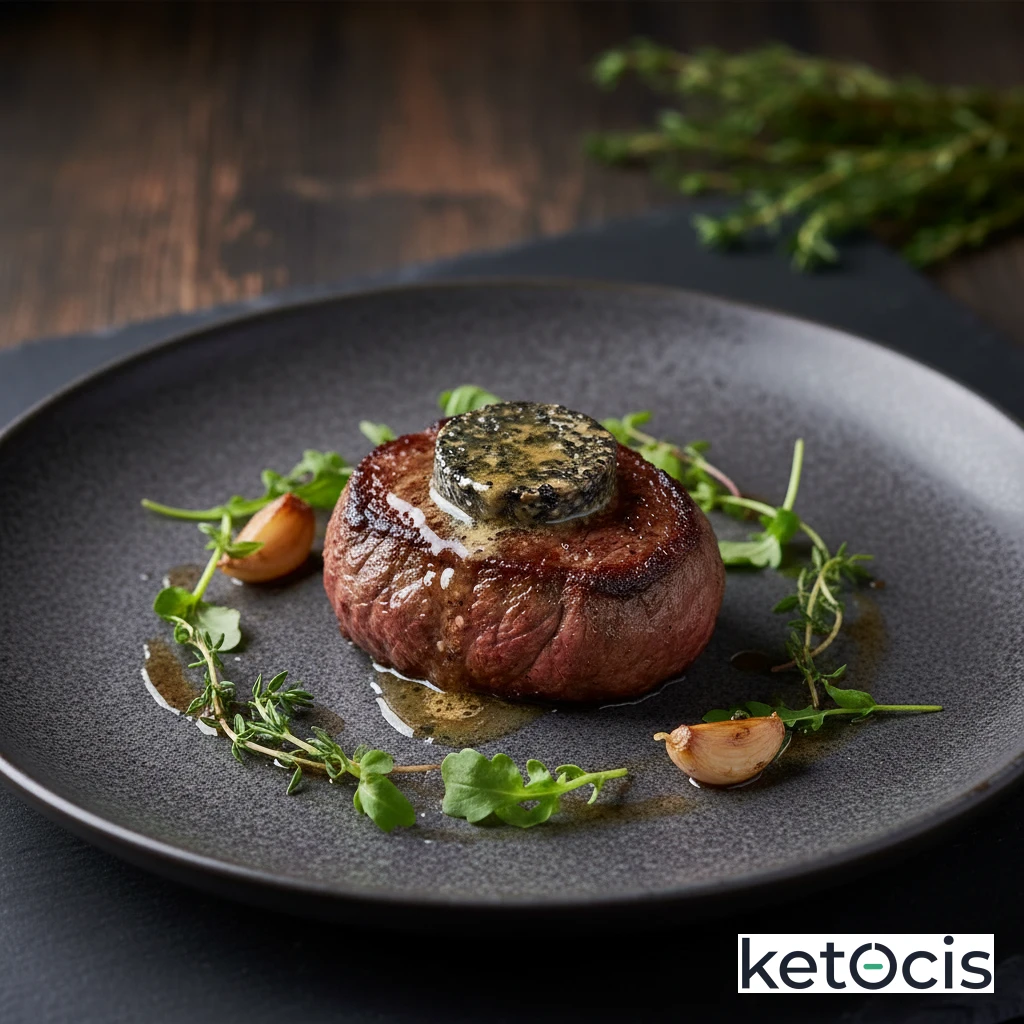 Filete Mignon Keto con Mantequilla de Ajo Negro