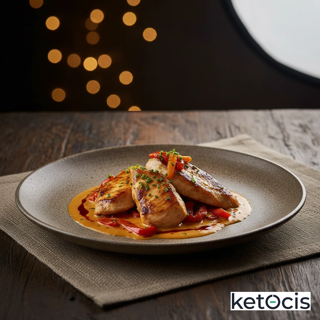 Pollo Keto a la Crema de Pimientos Asados
