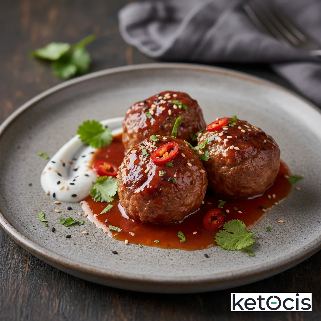 Albóndigas Cetogénicas de Cerdo en Salsa Agridulce Keto