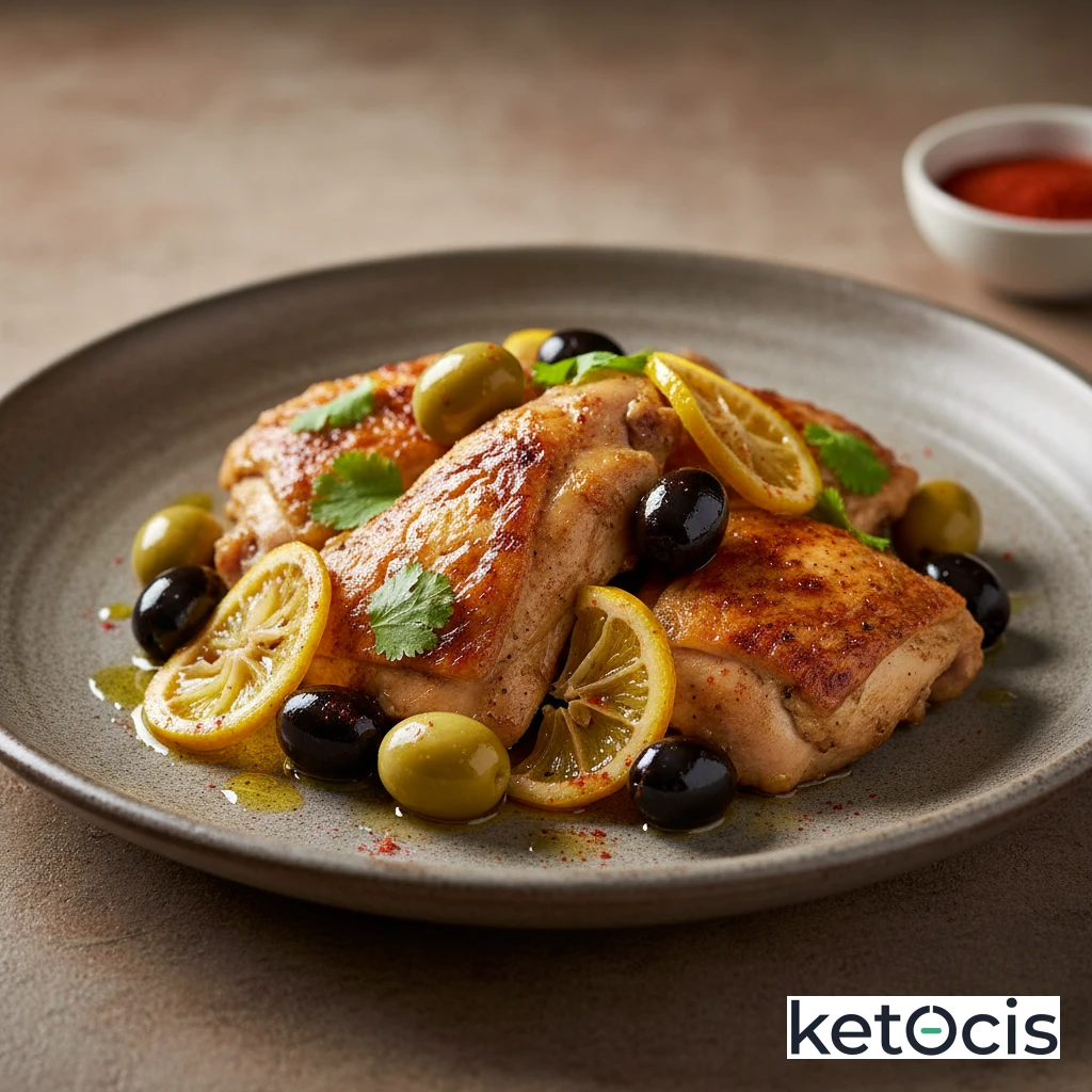 Pollo Cetogénico Estilo Marroquí con Aceitunas y Limón Encurtido