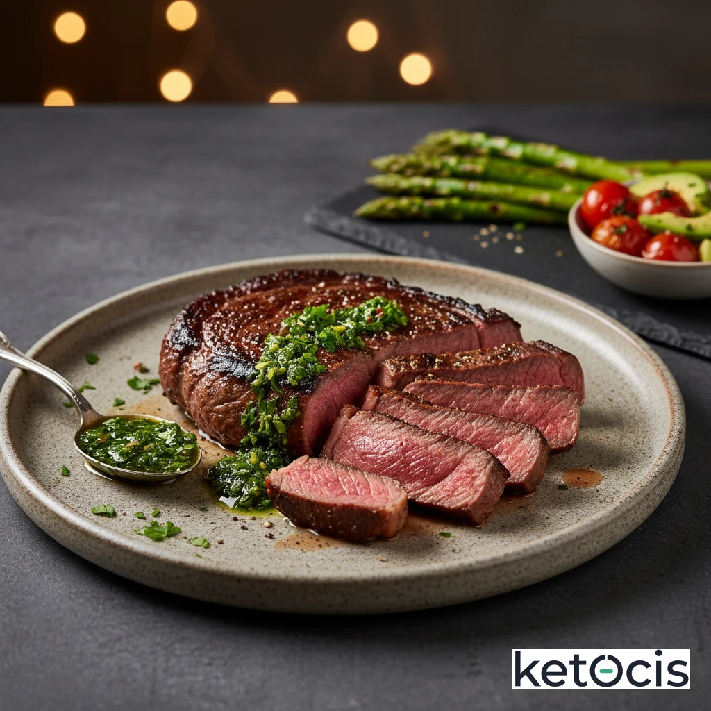 Carne Asada Cetogénica con Chimichurri Casero Tradicional
