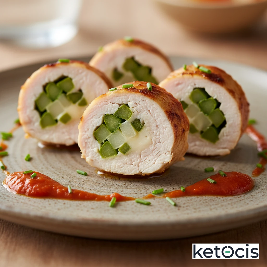 Rollitos Cetogénicos de Pechuga Rellenos de Espárragos y Queso