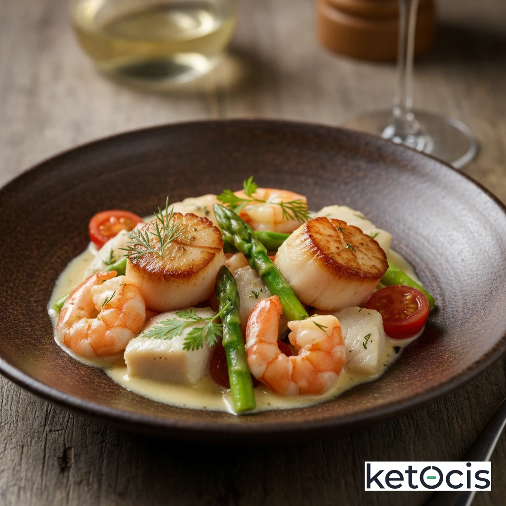Cazuela Cetogénica de Mariscos al Vino Blanco