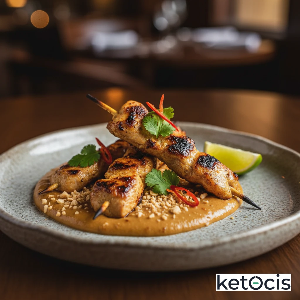 Pollo Cetogénico en Salsa de Cacahuete Estilo Satay