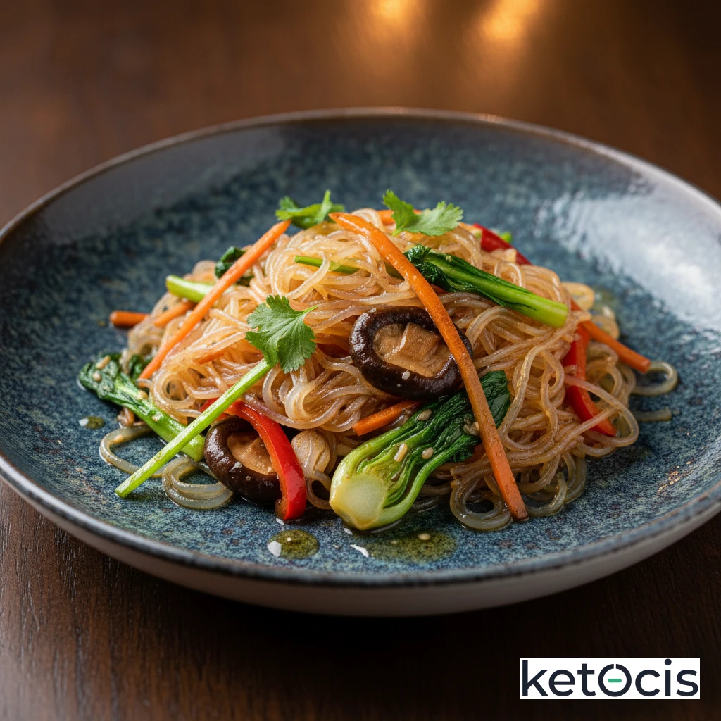 Fideos Shirataki Cetogénicos Salteados con Verduras Asiáticas