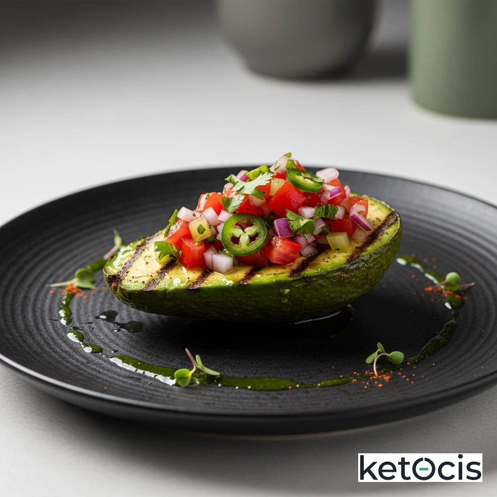 Aguacate Keto a la Parrilla Relleno de Pico de Gallo
