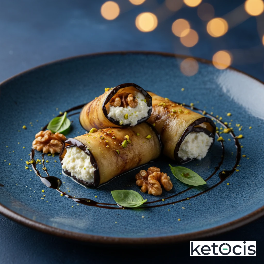 Rollitos Cetogénicos de Berenjena con Ricotta y Nueces