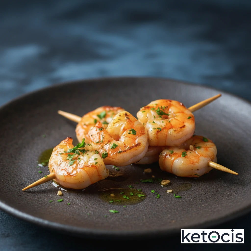 Brochetas Cetogénicas de Langostinos al Ajo y Perejil