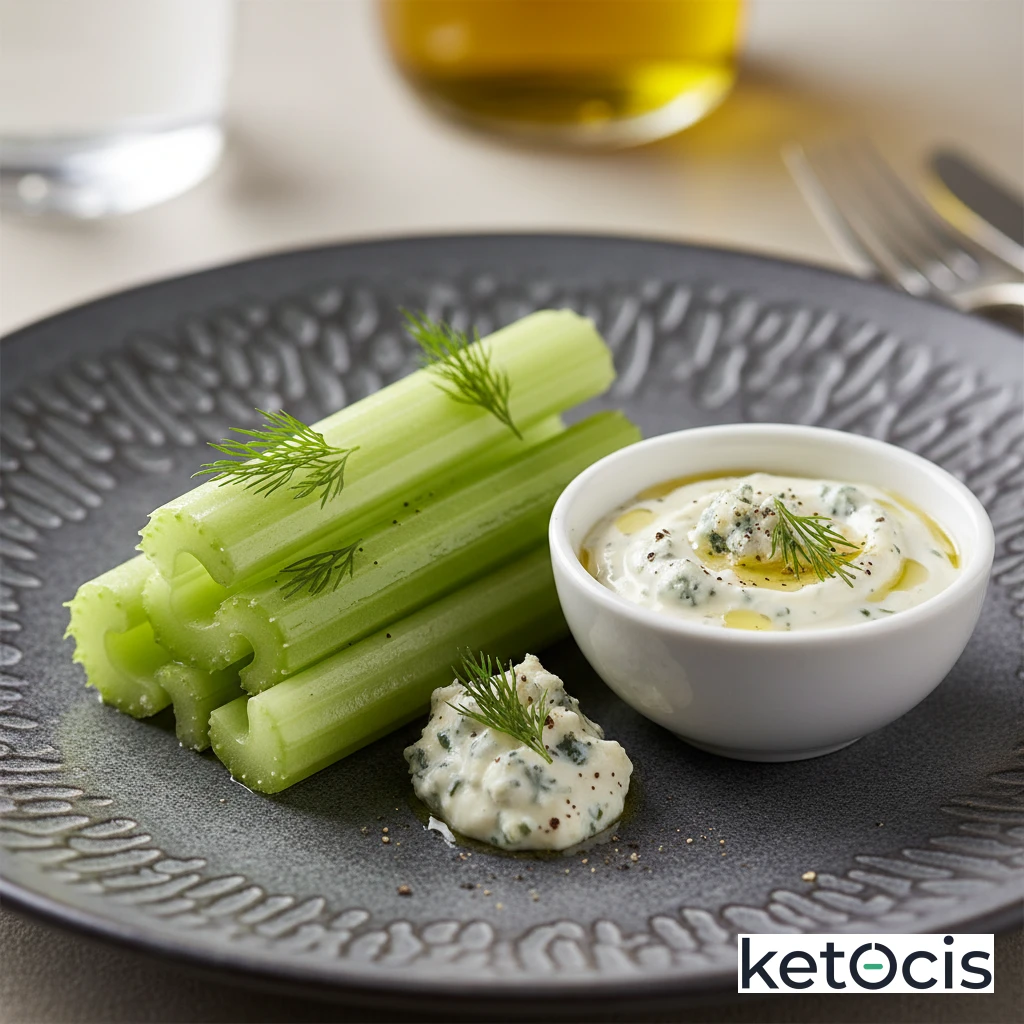 Palitos Cetogénicos de Apio con Dip de Queso Azul