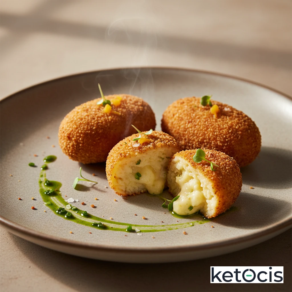 Croquetas Cetogénicas de Coliflor y Queso Cheddar Fritas