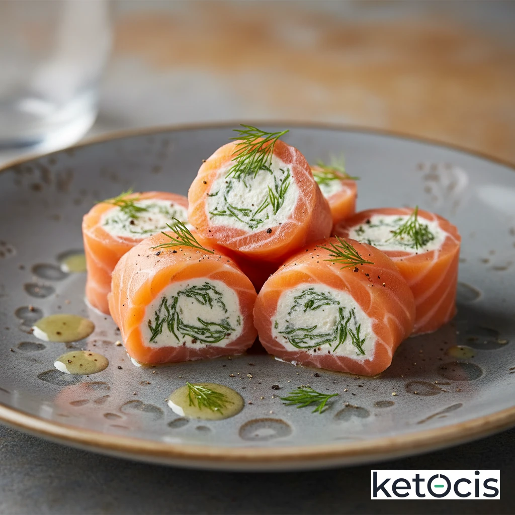 Rollitos Cetogénicos de Salmón Ahumado y Queso Crema al Eneldo