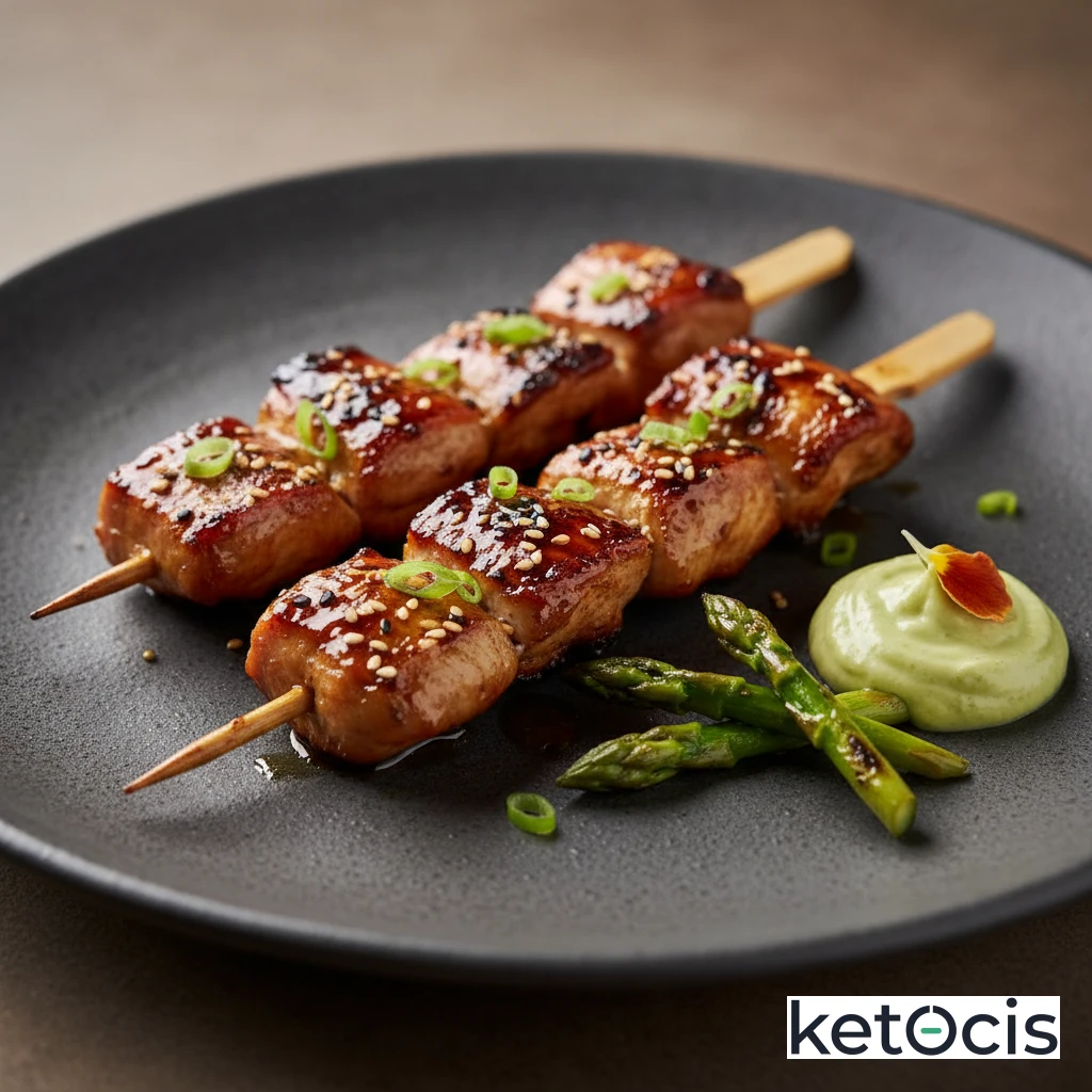 Pinchos Keto de Pollo Yakitori Sin Azúcar Añadido