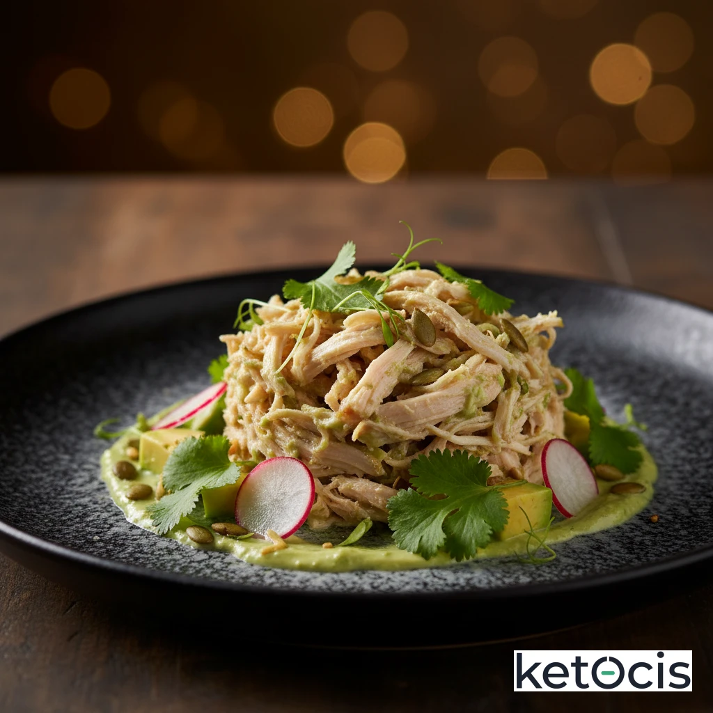 Ensalada Keto de Pollo Desmenuzado con Mayonesa de Aguacate y Cilantro