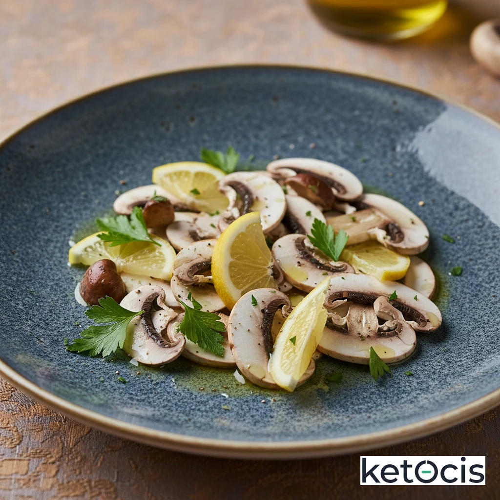 Ensalada Keto de Champiñones Laminados con Limón y Perejil