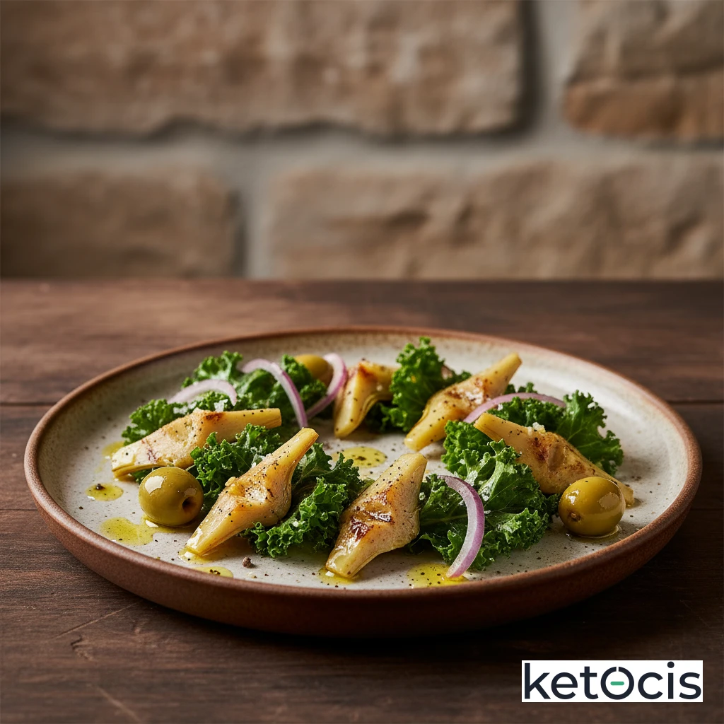 Ensalada Cetogénica de Alcachofas Aliñadas con Ajo y Aceite de Oliva
