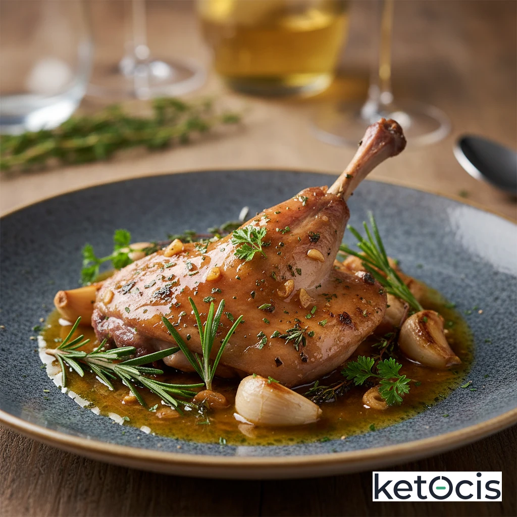 Conejo Keto Estofado al Ajillo con Hierbas Aromáticas