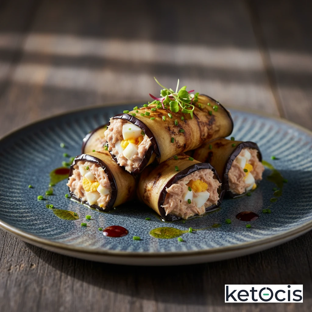 Canelones Keto de Berenjena Rellenos de Atún y Huevo Duro