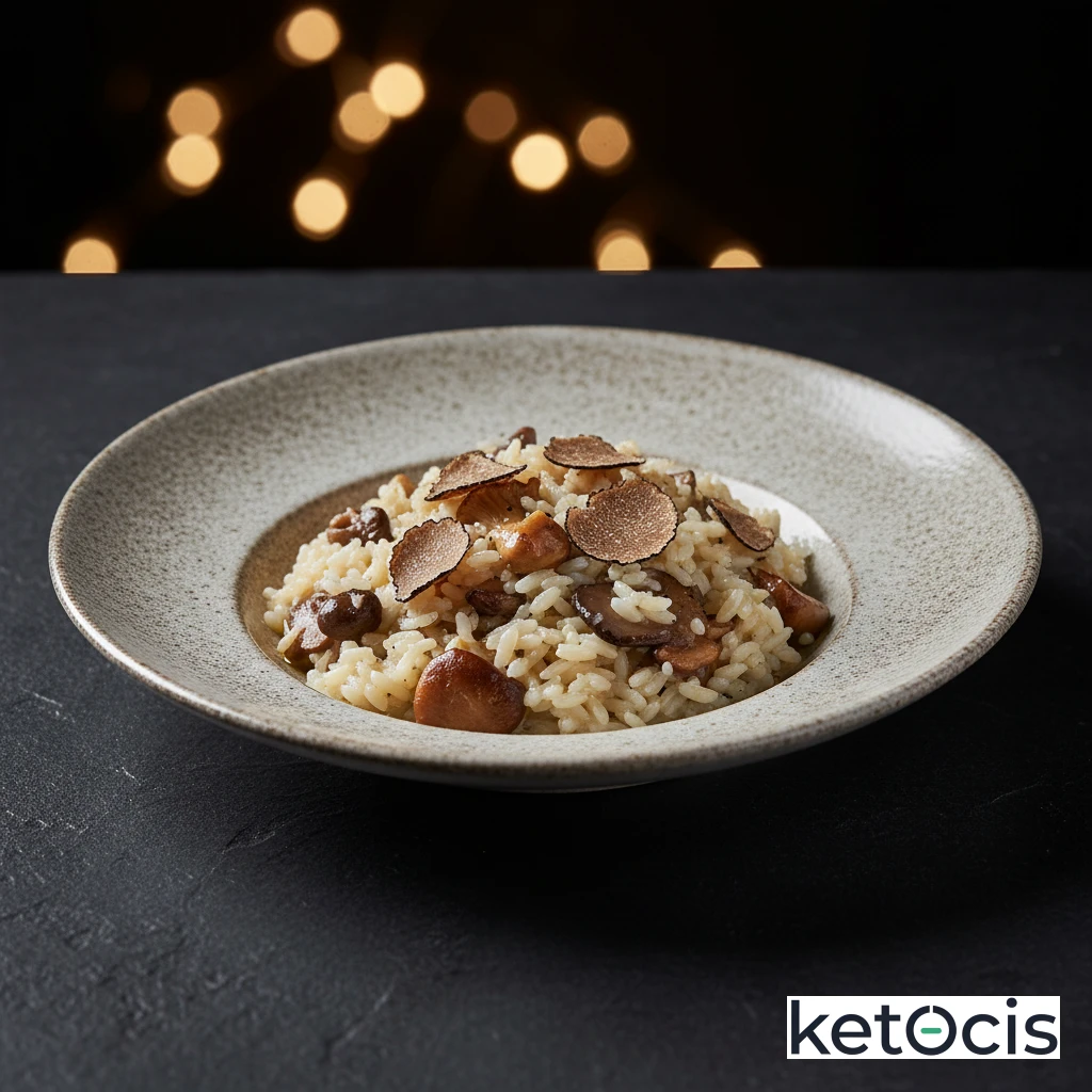 Risotto Cetogénico de Arroz de Konjac con Setas y Trufa