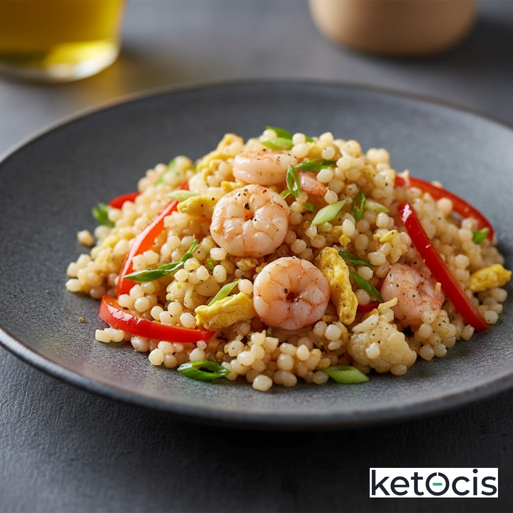Falso Arroz Frito Cetogénico de Coliflor Estilo Tres Delicias